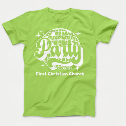 Start the Party VBS Shirts - Adult Sizes Lime - Polkabean