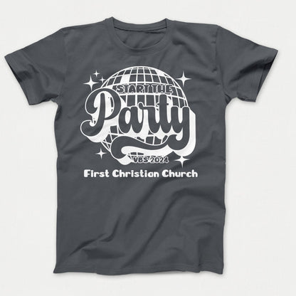 Start the Party VBS Shirts - Adult Sizes Charcoal - Polkabean