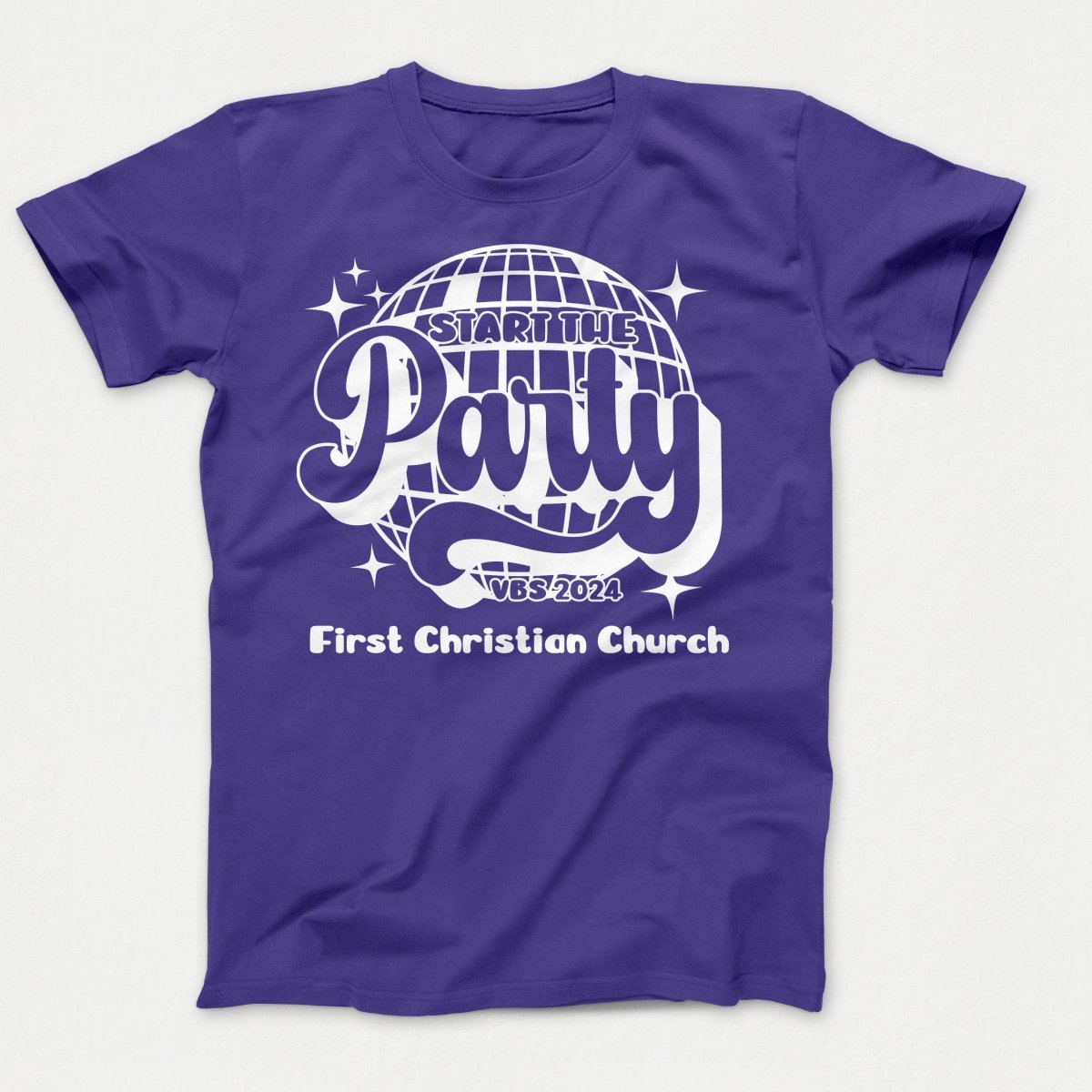 Start the Party VBS Shirts - Adult Sizes Purple - Polkabean