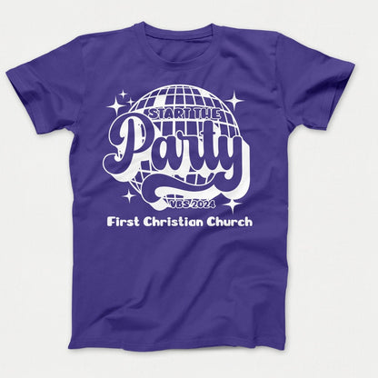 Start the Party VBS Shirts - Adult Sizes Purple - Polkabean