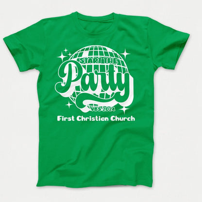 Start The Party VBS Shirts - Youth Clover Green - Polkabean