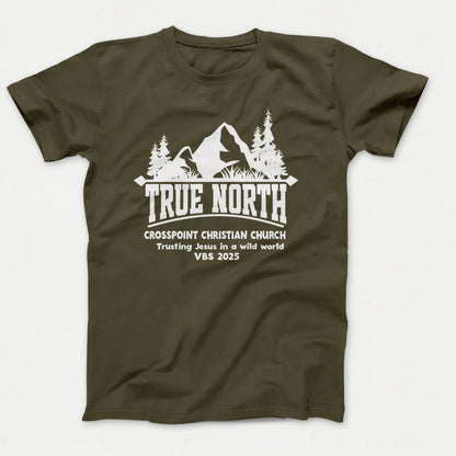 True North VBS Shirts - Mountain and Trees - Adult T-shirts Olive Drab Green - Polkabean