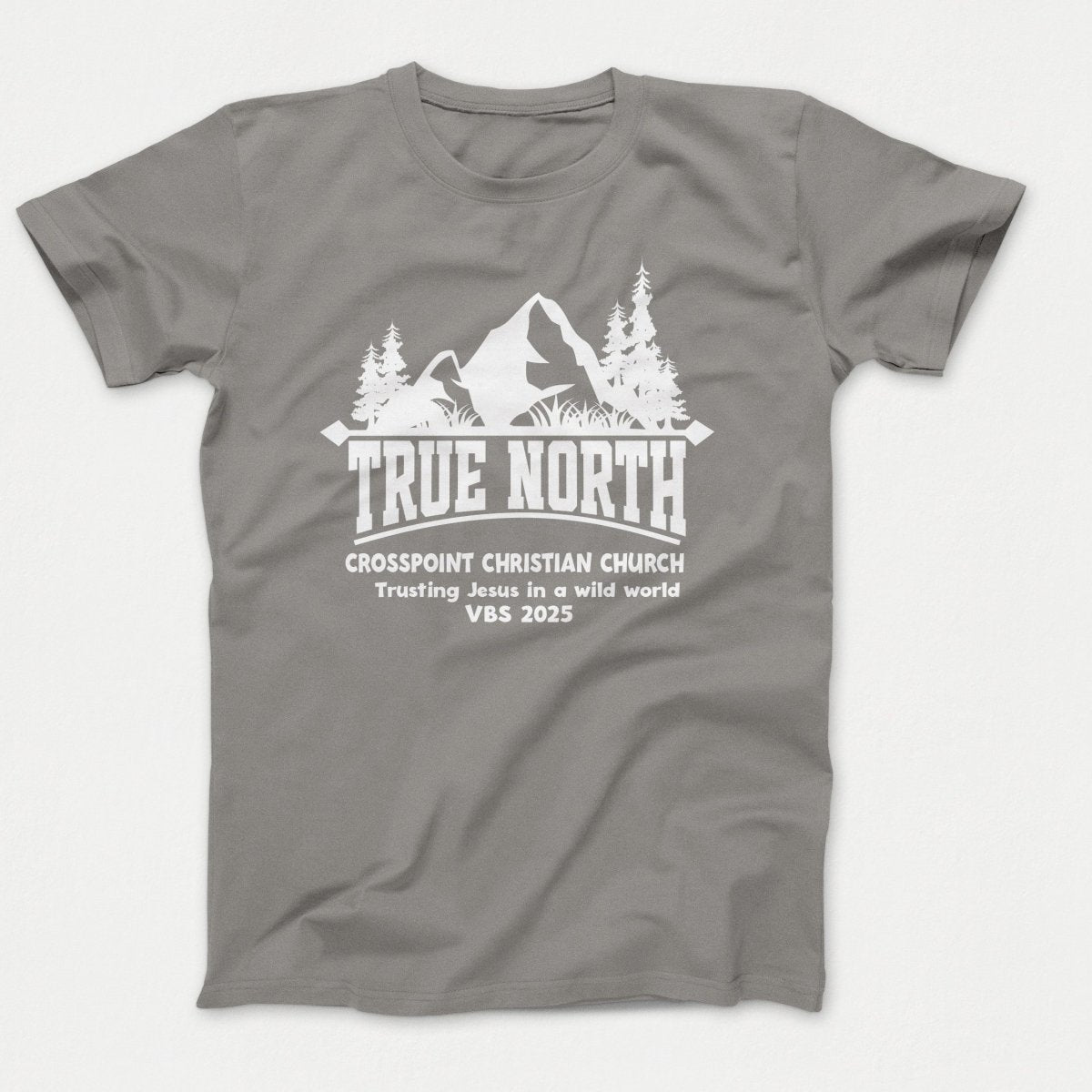 True North VBS Shirts - Mountain and Trees - Adult T-shirts Medium Grey - Polkabean