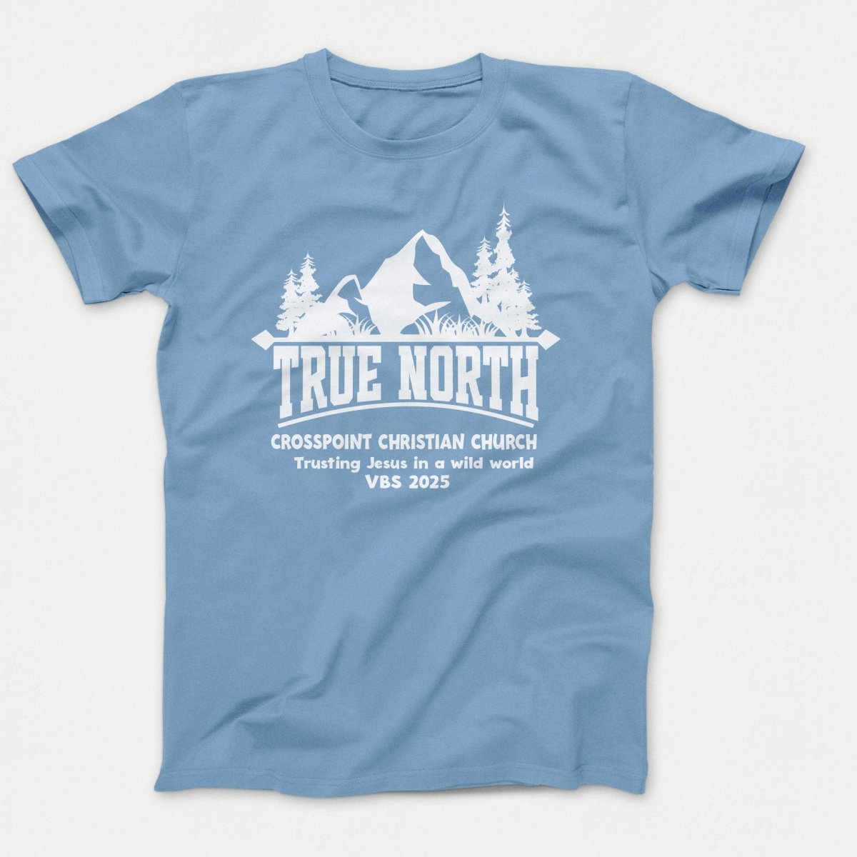 True North VBS Shirts - Mountain and Trees - Adult T-shirts Tundra Blue - Polkabean