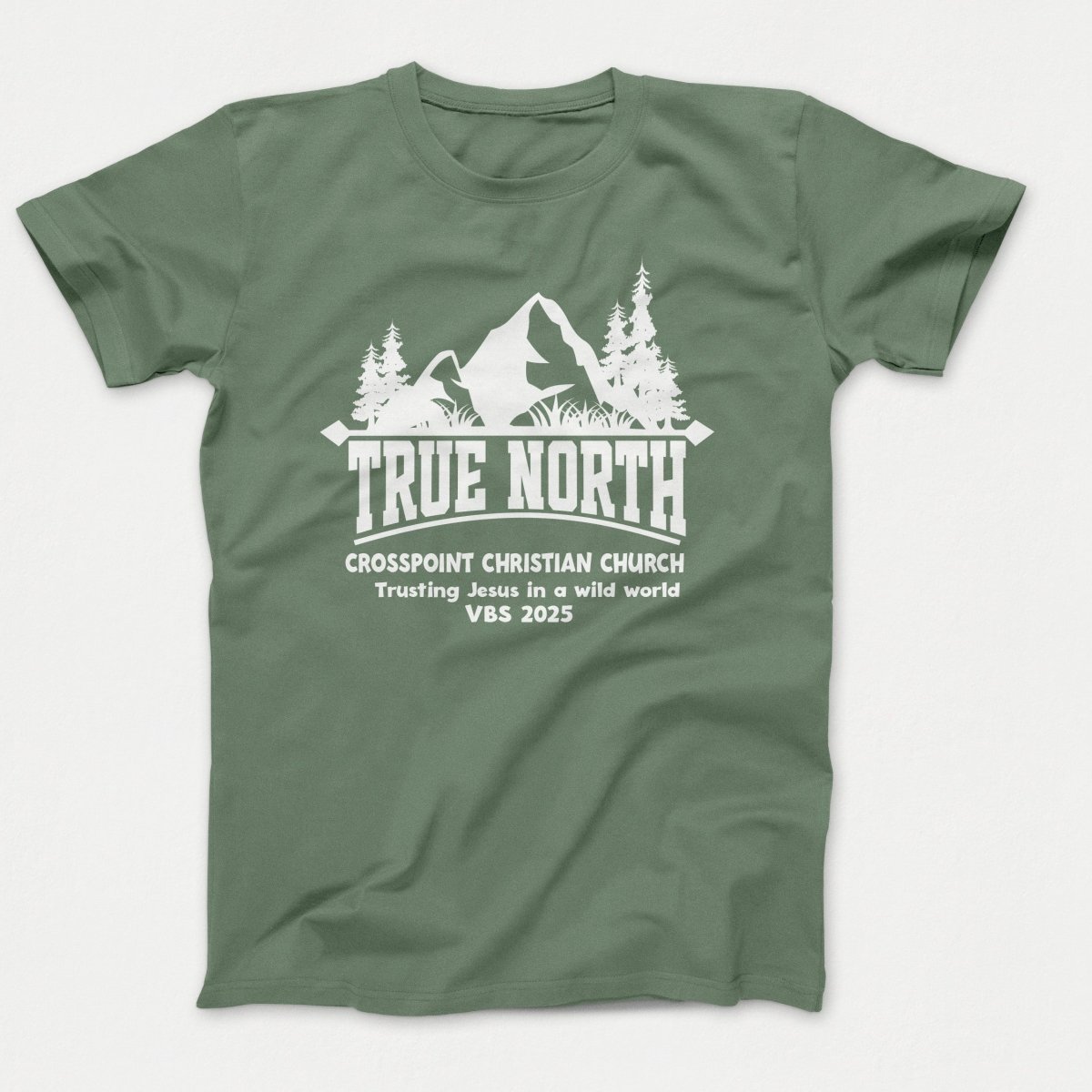 True North VBS Shirts - Mountain and Trees - Adult T-shirts Laurel Green - Polkabean