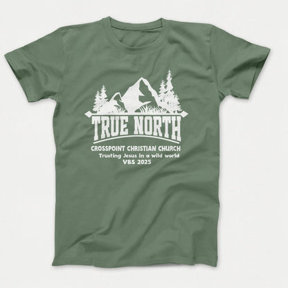 True North VBS Shirts - Mountain and Trees - Adult T-shirts Laurel Green - Polkabean