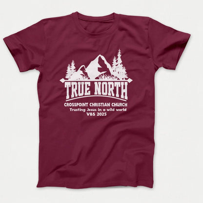 True North VBS Shirts - Mountain and Trees - Adult T-shirts Athletic Maroon - Polkabean