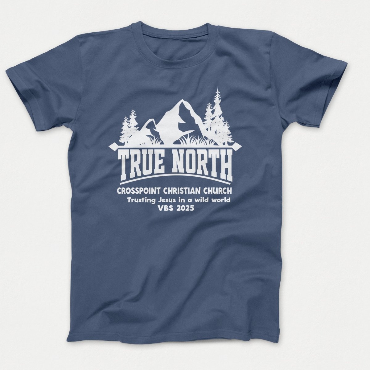 True North VBS Shirts - Mountain and Trees - Adult T-shirts Steel Blue - Polkabean