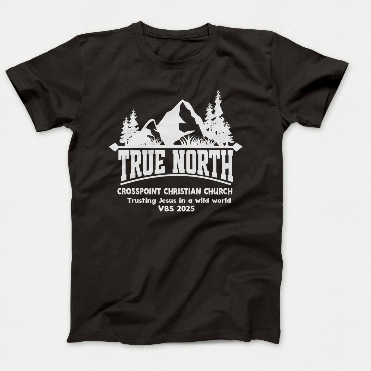 True North VBS Shirts - Mountain and Trees - Adult T-shirts Jet Black - Polkabean