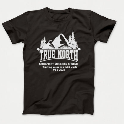 True North VBS Shirts - Mountain and Trees - Adult T-shirts Jet Black - Polkabean
