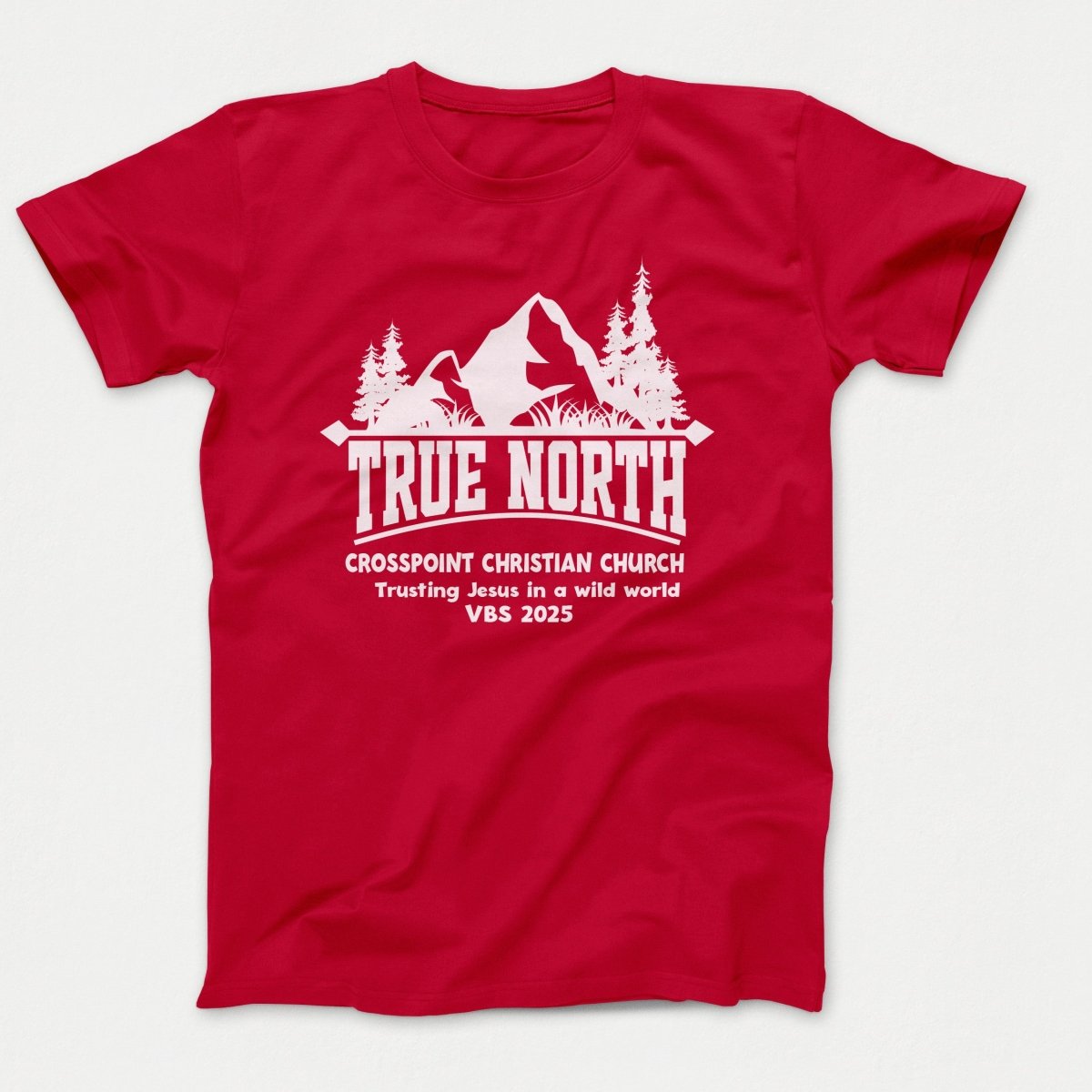 True North VBS Shirts - Mountain and Trees - Adult T-shirts Red - Polkabean