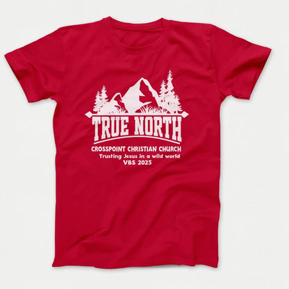 True North VBS Shirts - Mountain and Trees - Adult T-shirts Red - Polkabean