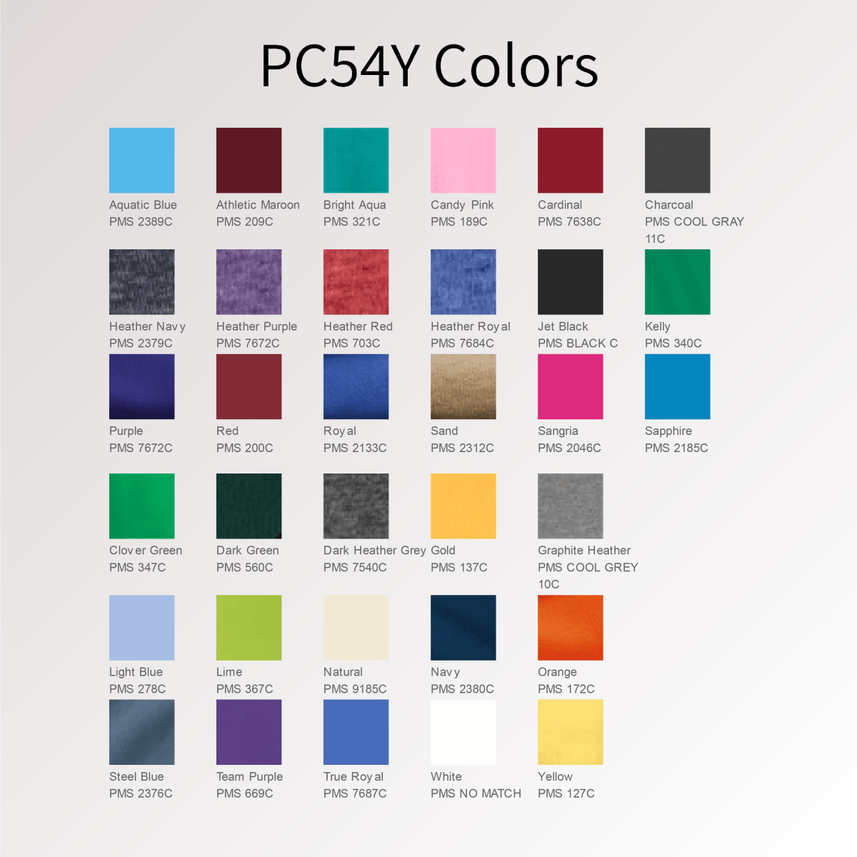 Youth Tshirt Color Chart VBS - Polkabean