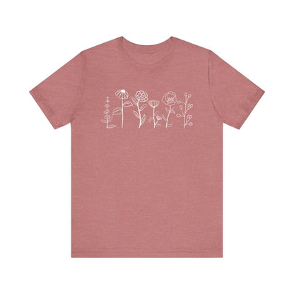 Wild Flowers Shirt, Wildflower Tshirt, Floral Shirt, Botanical Shirt, Flower Shirt, Nature Lover Shirt, Ladies Shirt, Womens Tee, Flower Tee S - Polkabean