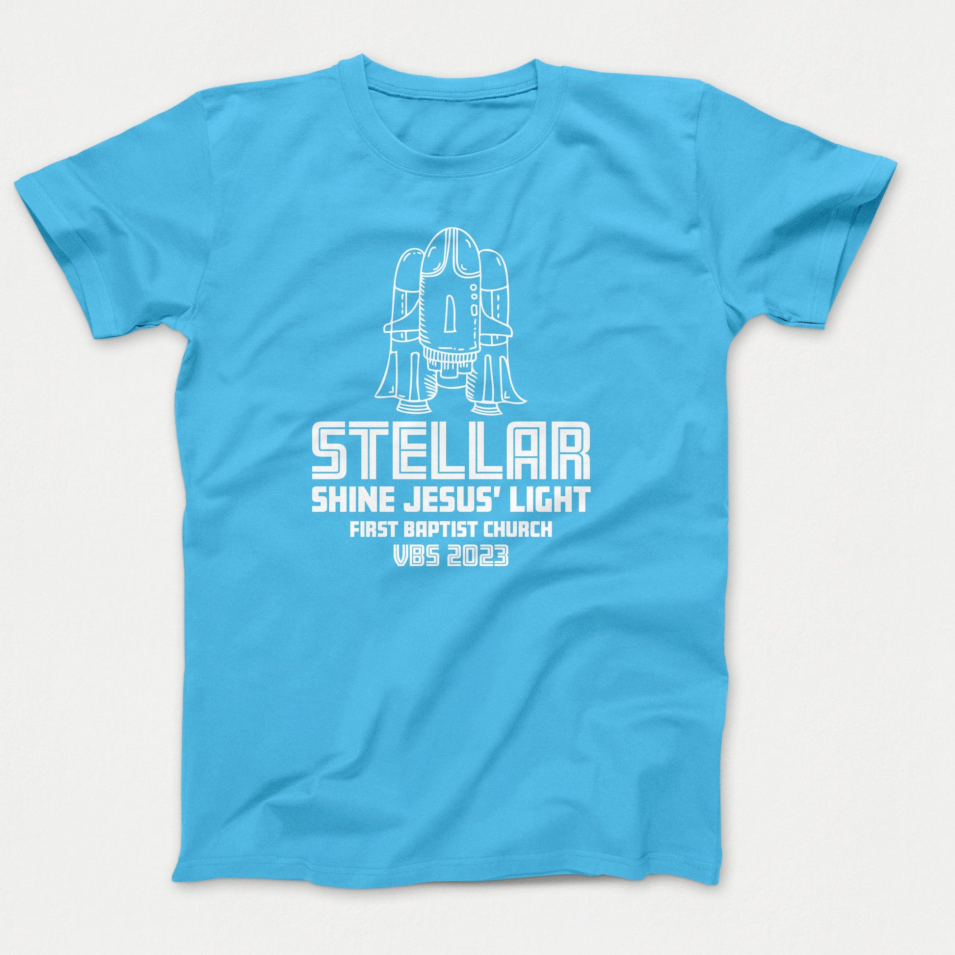 Stellar VBS Shirts Space Ship Aquatic Blue