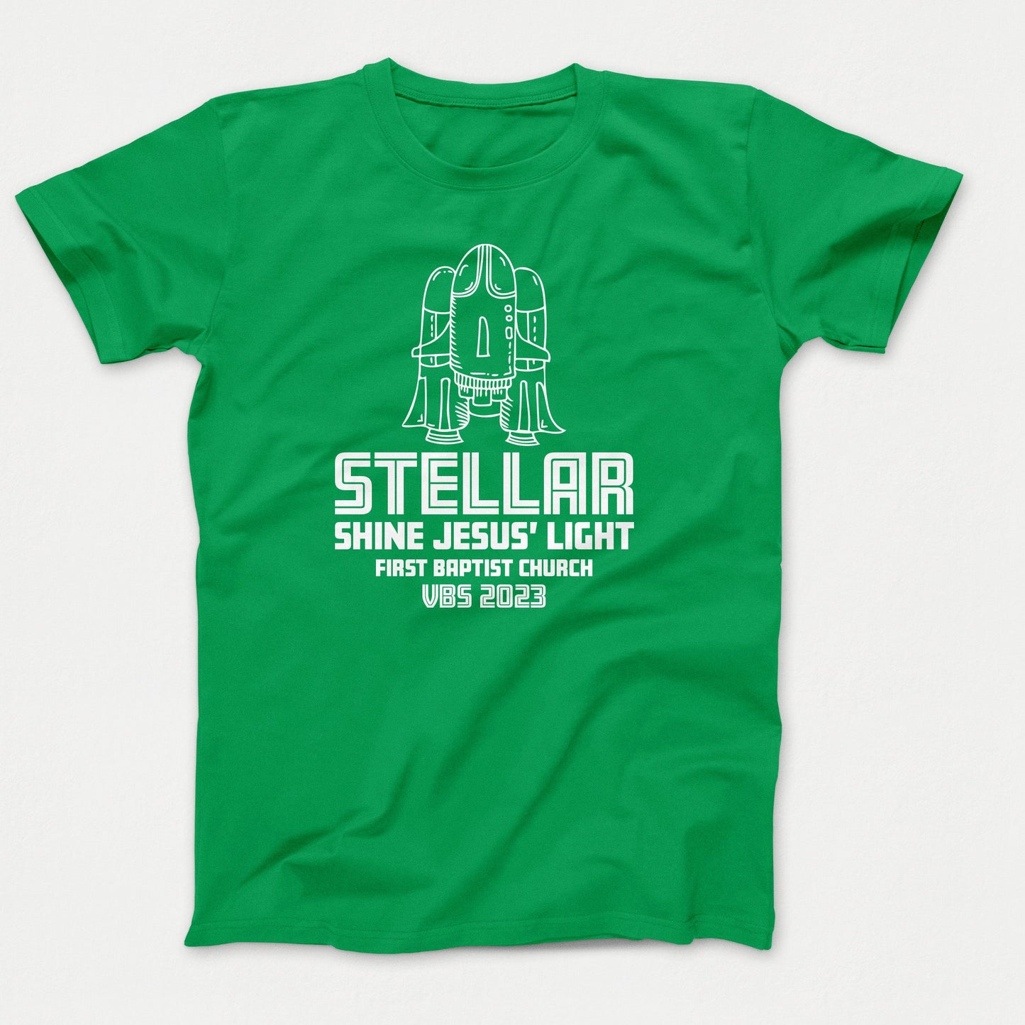 Stellar VBS Shirts Space Ship Clover Green