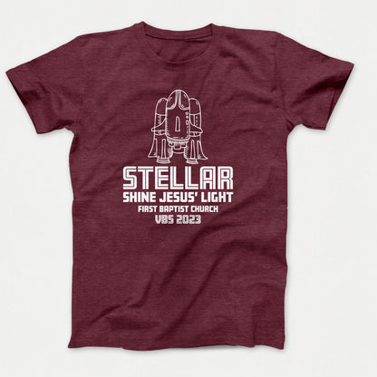 Stellar VBS Shirts Space Ship Athletic Maroon