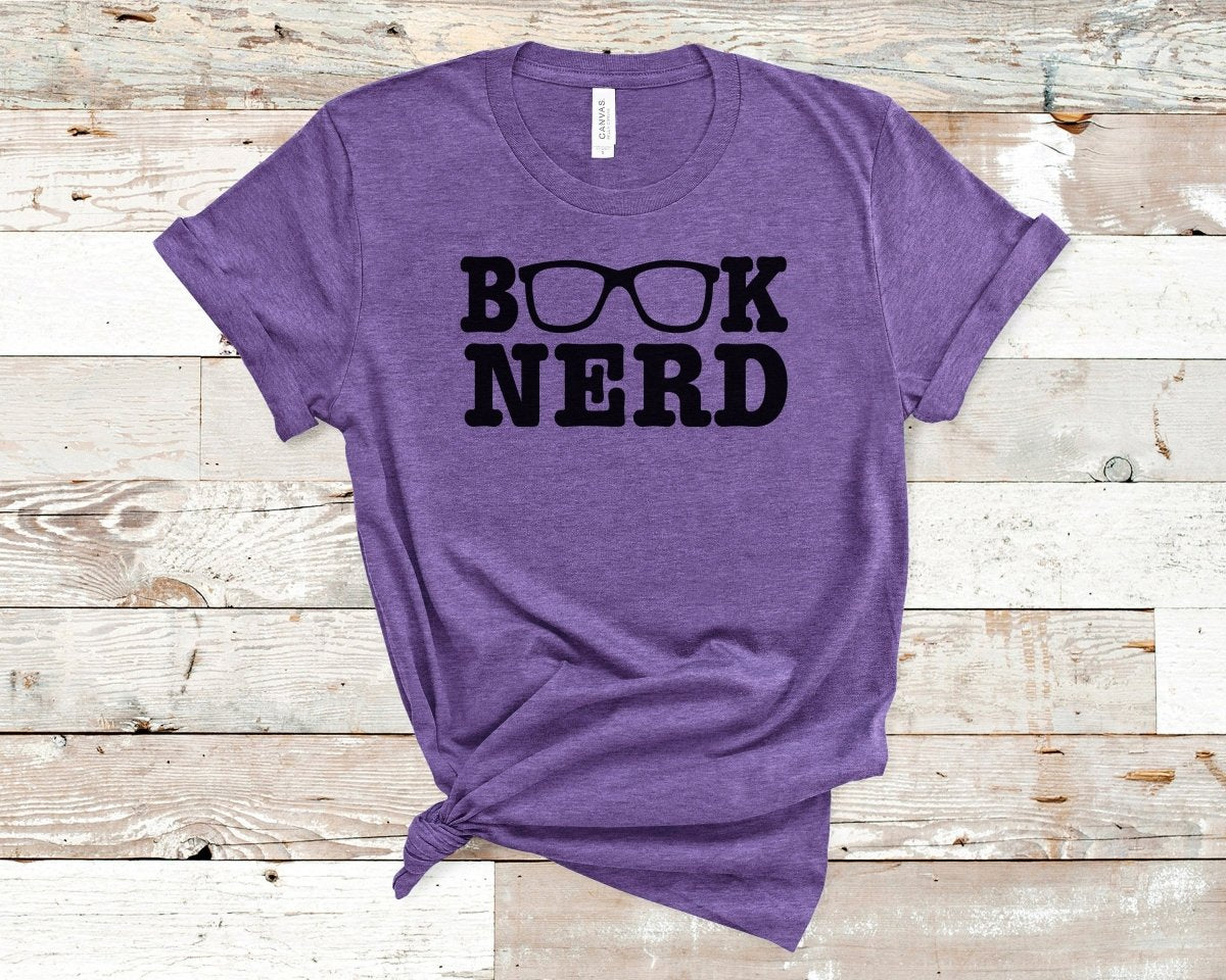 Book Nerd T-shirt Heather Raspberry - Polkabean