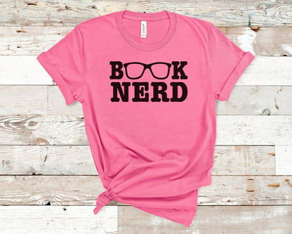 Book Nerd T-shirt Charity Pink - Polkabean